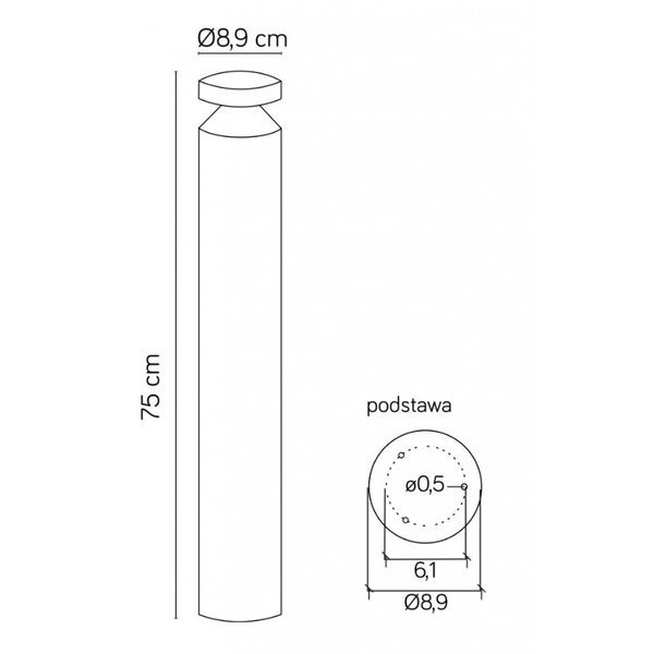 Słupek oświetleniowy zewnętrzny 75cm DELTA DL-750 | ciemny popiel
