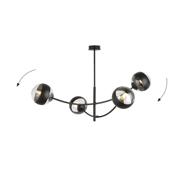 Lampa sufitowa Emibig HUNTER 4 Czarny/STRIPE 1101/4