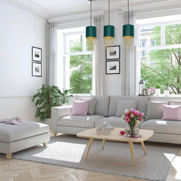 Nowoczesna lampa wisząca listwa ALMERIA GREEN/GOLD 3xE27 MLP64500