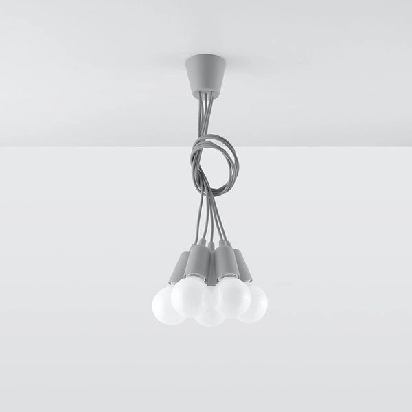 Lampa Wisząca DIEGO 5, PCV Szara, E27 60W, SL.0577