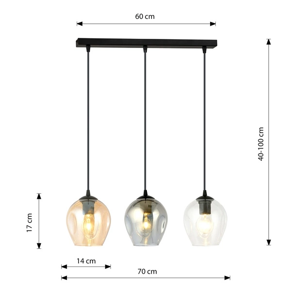 Lampa wisząca Emibig ISTAR 3 BL MIX 678/3