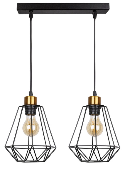 Lampa wisząca PRIMO, 32-00224, czarny/złoty, 2x60W E27