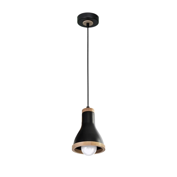 Lampa wisząca HOLLY BLACK / WOOD 1xE27 60W