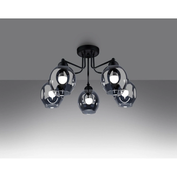 Żyrandol FILLAN 5, czarny/dymiony, 5x60W E27, SL.1145