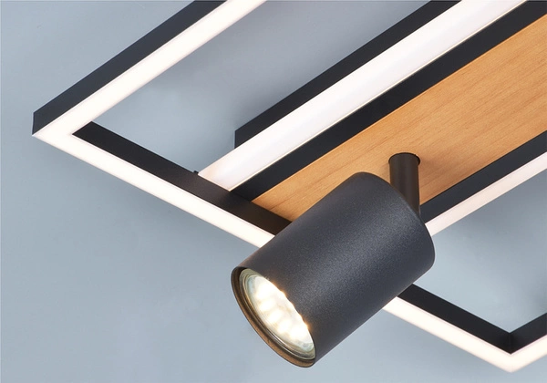 C230857704 KORDA LAMPA SUFITOWA CZARNA+DREWNO/BLACK+WOOD