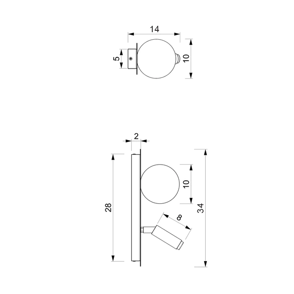 Kinkiet SIRIO, MLP8404, czarny/biały, 2x25W G9