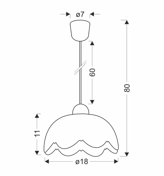 Lampa wisząca BRATEK, 18 cm, 31-17710, biała, 1x60 E27