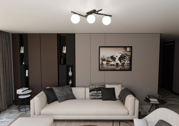 Lampa sufitowa Emibig SMART 3 Czarny/OPAL 1103/3