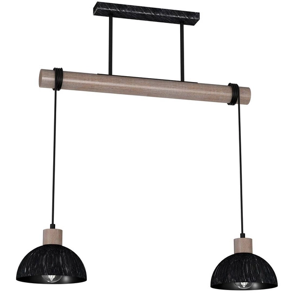 Lampa wisząca ERIK, MLP7639, przecierany czarny/drewno patynowane, 2x60W E27