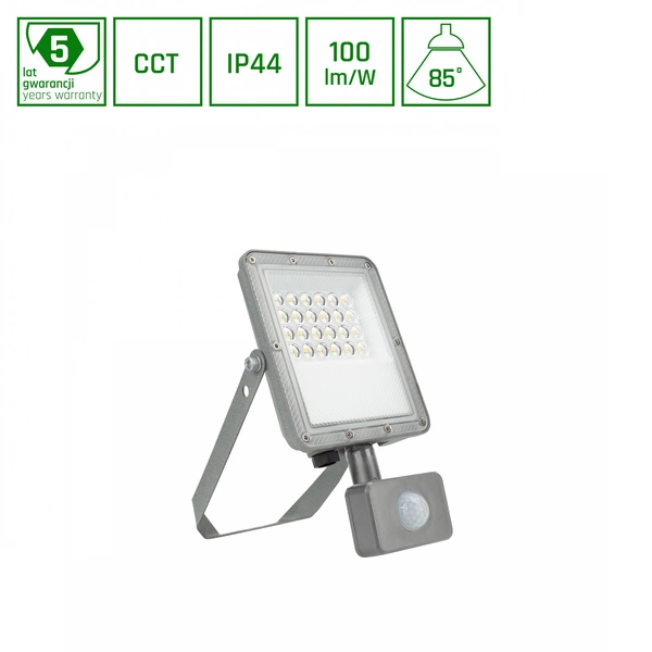 NOCTIS MAX CCT NAŚWIETLACZ 20W CCT 230V IP44 217x131x53mm SZARY CZUJNIK RUCHU 5 LAT GWARANCJI