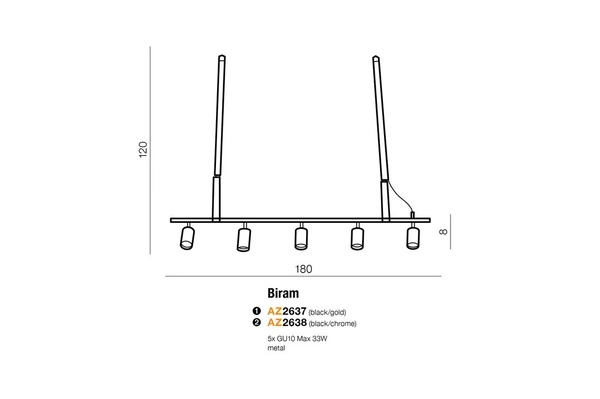 Azzardo BIRAM BLACK/CHROME 2638