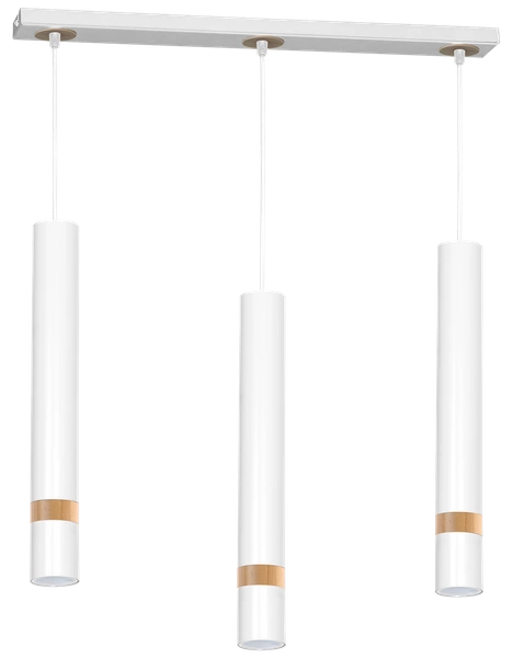 Lampa wisząca JOKER, MLP6302, biały/drewno, 3x8W GU10