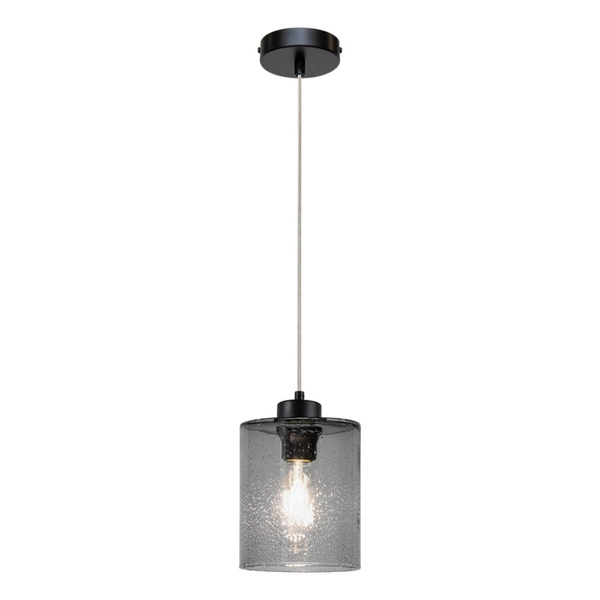 Lampa Wisząca Zefir 1xE27 Max.60W Czarny Metal/Przezroczysty Kabel PCV/Szkło Dymne 111870104