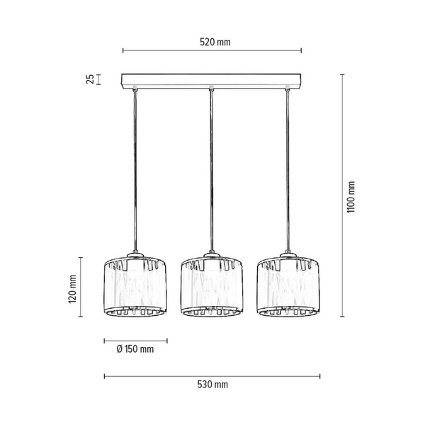 Lampa Wisząca Anina 3xE14 Max.25W Czarny Metal/Przezroczysty Kabel PCV/Czarno-Chromowy Klosz 17930304