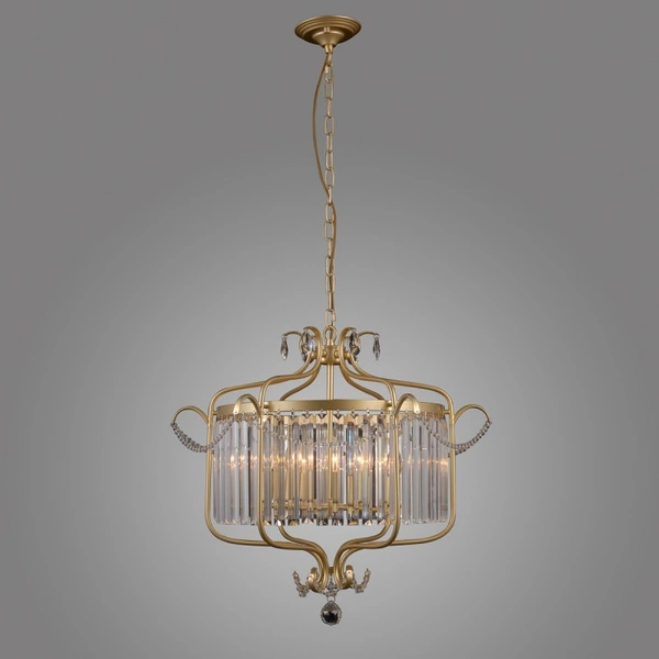 Lampa wisząca RINALDO śr. 66cm 6xE14 | srebrny szampański/transparentny