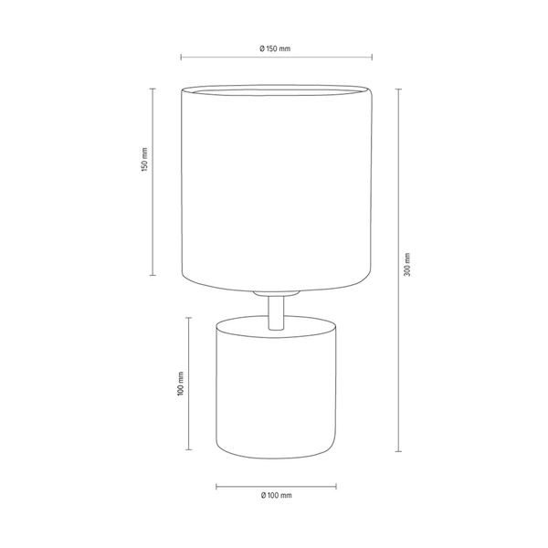Mocna okrągła lampa stołowa 1xE27 maks. 25W biały beton/czarny kabel PVC/biały klosz z tkaniny 6091937