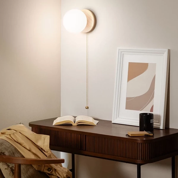 Kinkiet Złoty Kula Mleczna drewniany Abruzzo Tore E27