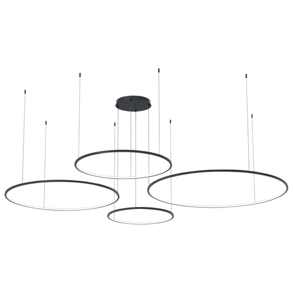 Duża lampa wisząca poziome okręgi SATURNO Black 120W LED neutralna 4000K Czarny