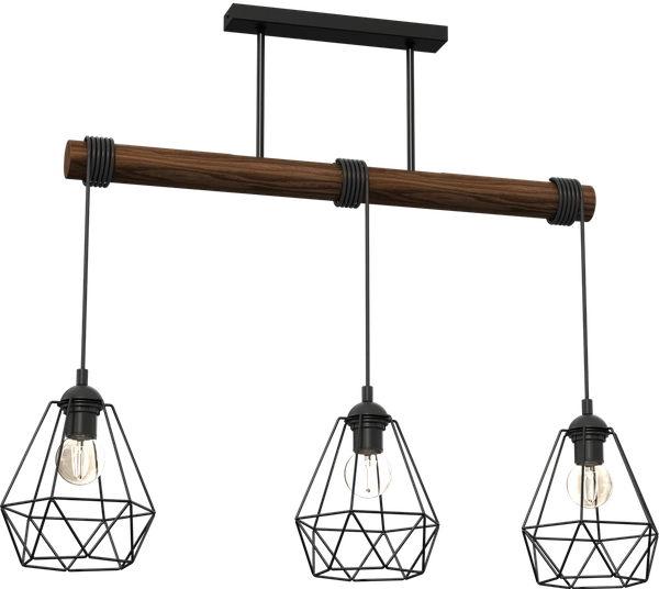 Lampa wisząca ACERO, MLP7888, czarny/brązowy, 3x60W E27