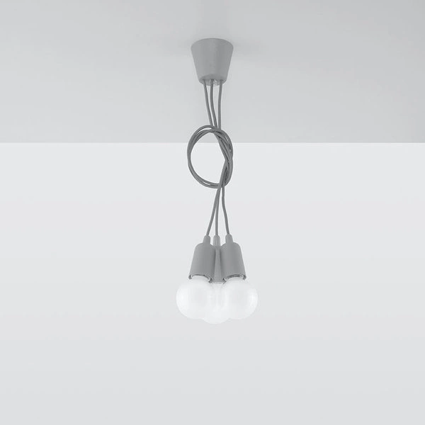 Lampa Wisząca DIEGO 3, PCV Szara, E27 60W, SL.05756