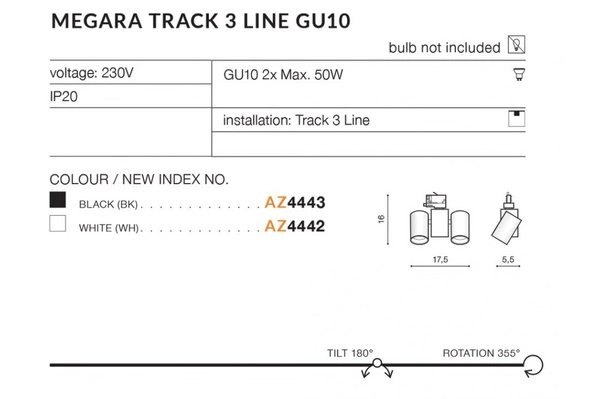 MEGARA TRACK 3LINE GU10 WH