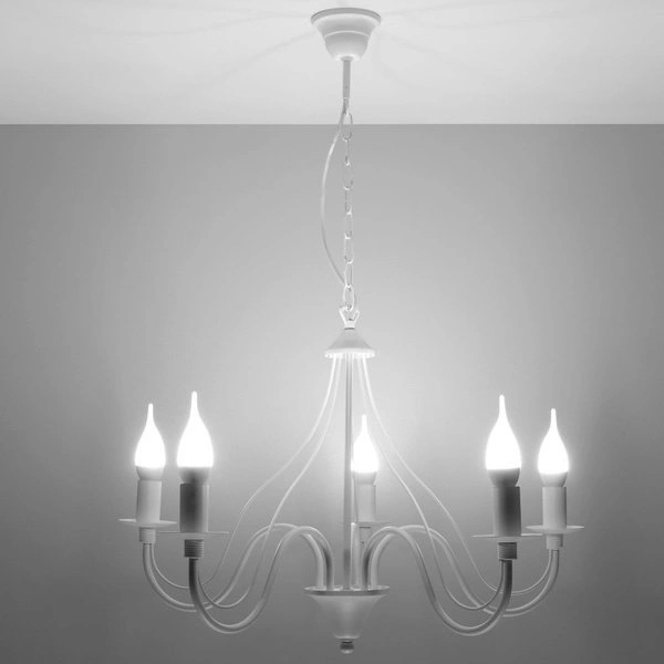 Żyrandol Sollux MINERWA 5 Stal, Biały, E14, 5 X 12W LED, sl.0214