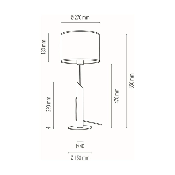 Lampa stołowa Punto 1xE27 Max.60W Dąb olejowany/Czarny metal/Czarny kabel z tkaniny/Tapeta wielokolorowa 862499104