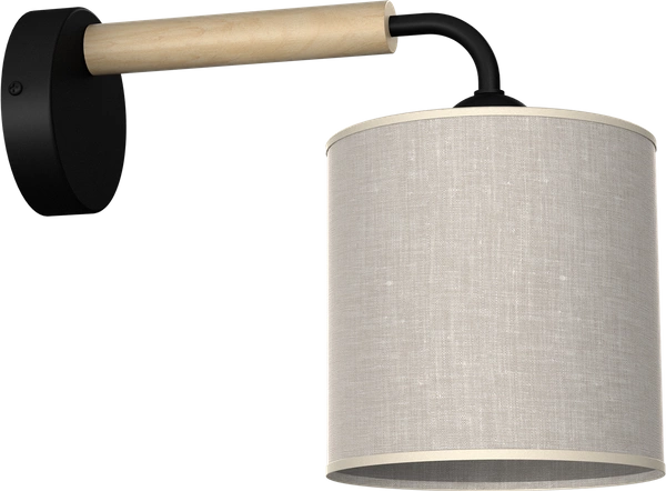 Kinkiet ATLANTA, MLP7450, czarny/drewno/beżowo-szary, 1x60W E27