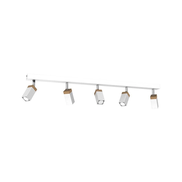 Lampa sufitowa SOLO, MLP7480, przecierany biały/drewno patynowane, 5x5W mini GU10