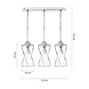 Lampa wisząca Twist 3xE27 Max.25W Metal Chrom/Przezroczysty kabel PVC/Przezroczyste szkło 13620328