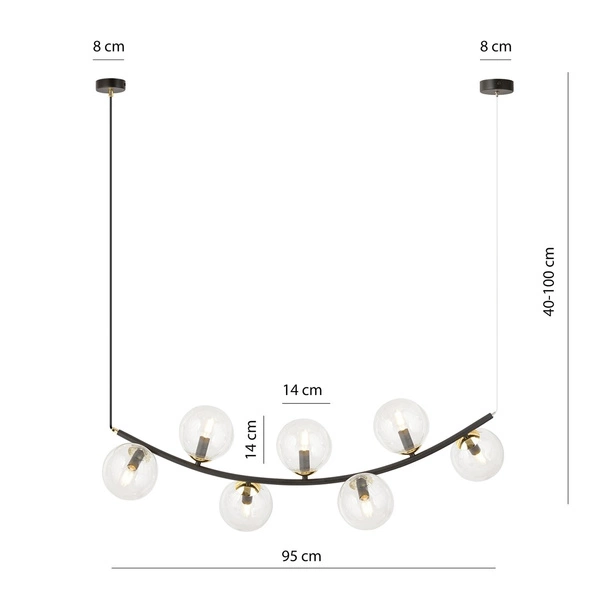 Lampa wisząca Emibig RITZ 7 BL TRANSPARENT 1296/7