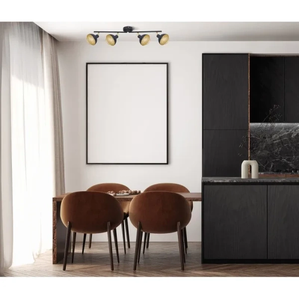 Lampa sufitowa Savio 84,5cm 4xE14 | czarny/złoty