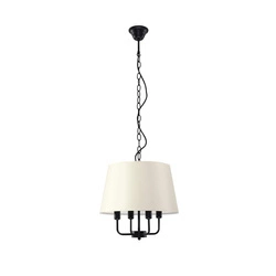 PASTERI LAMPA WISZĄCA CZARNY MATOWY 4X40W E14 ABAŻUR BEŻOWY