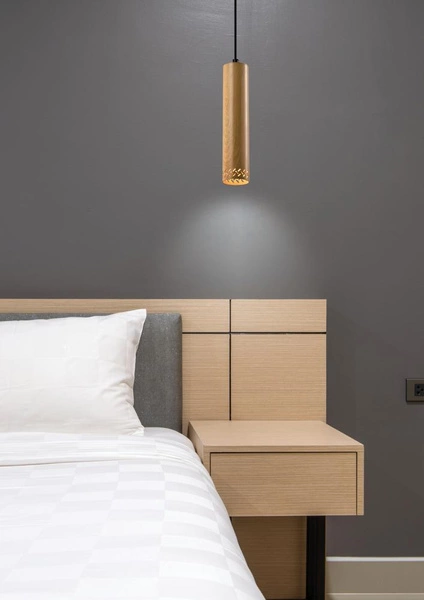 Lampa wisząca TUBO, 25 cm, 31-78582, czarny/drewno, 1x25W GU10