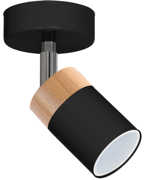 Lampa sufitowa/kinkiet JOKER, MLP6303, czarny/drewno/chrom, 1x8W GU10