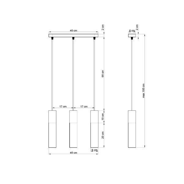 Lampa wisząca BORGIO 3 czarna stal, beton, SL.0652