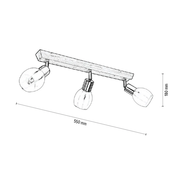 Lampa Sufitowa Tessa 3xE14 Drewno Brzozowe/Satynowy Metal/Biało-Przezroczyste Szkło 2036018420992