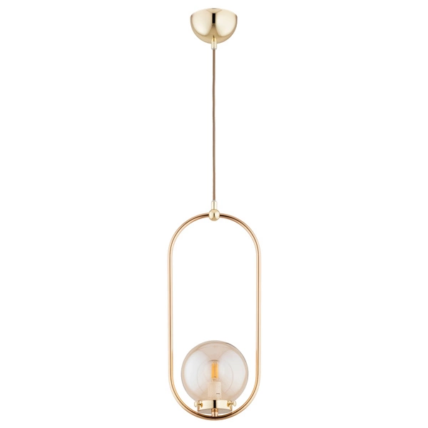 Lampa wisząca ALFA OVAL ZŁOTA & BIAŁA 1xE14 17cm | 61453