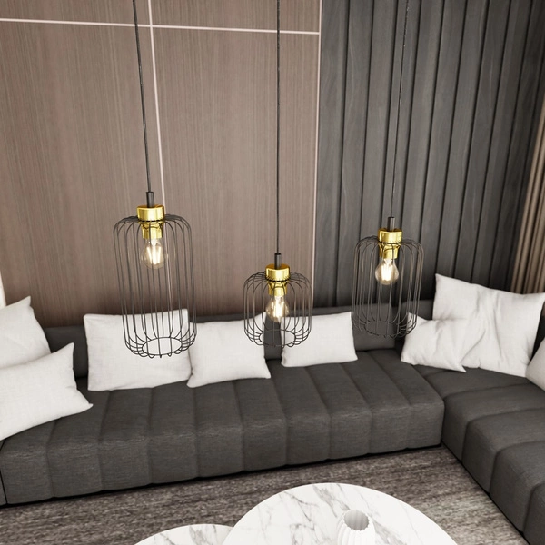 Lampa wisząca Emibig VANDER 3 BL GOLD 1364/3