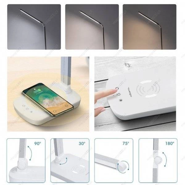Lampa biurkowa LED LIGHT11 5W biała z ładowarką indukcyjną