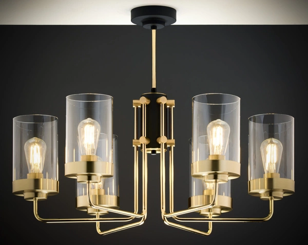 Żyrandol RAMIREZ wys. 64cm 6xE27 15W IP20 | złoty połysk