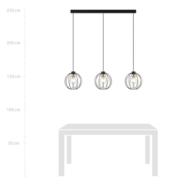 Lampa wisząca Emibig GINO 3 Czarny/GOLD 1222/3