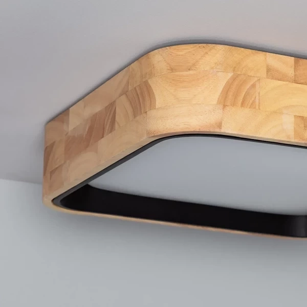 Plafon LED Abruzzo Mazza 16W Kwadratowy Naturalne Drewno 3 Barwy Świecenia CCT 37cm