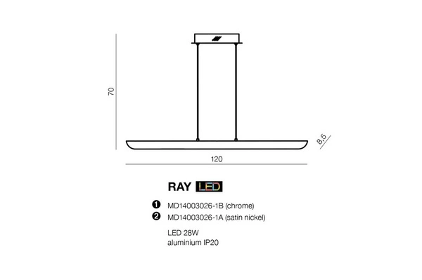 Azzardo RAY CHROME 1695