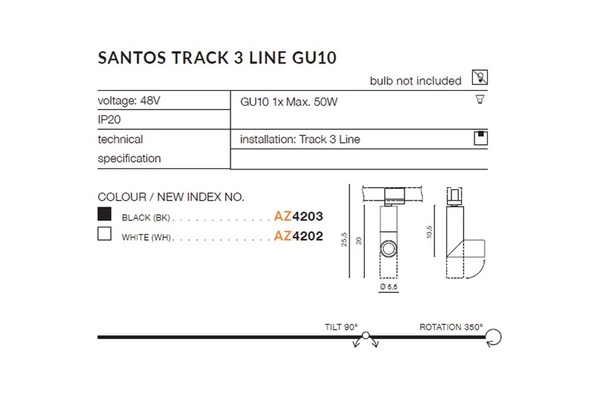 Azzardo SANTOS TRACK 3LINE GU10 BK 4203