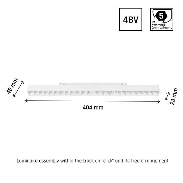 SYSTEM SHIFT - GRID L oprawa na szynoprzewód 404x23x42mm 22W 35st biały 5 lat gw.