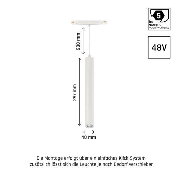 SYSTEM SHIFT - HANGIT oprawa zwis na szynoprzewód40x297 (935mm kabel) 12W 25st biały 5 lat gw.