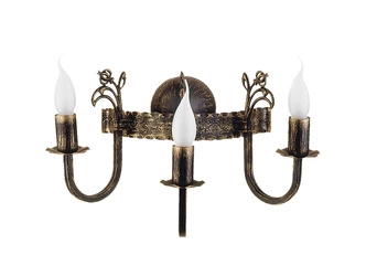 Klasyczny Kinkiet KORONA wys. 25cm 3xE14 11W IP20 | Brązowy ręcznie patynowany