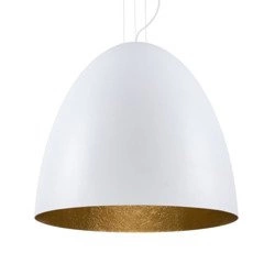Lampa wisząca tuba nad stół EGG XL biały/złoty śr. 75cm 9025
