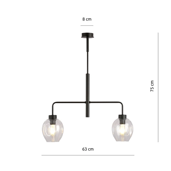 Lampa sufitowa Emibig LUKKA 2 Czarny/TRANSPARENT 1164/2